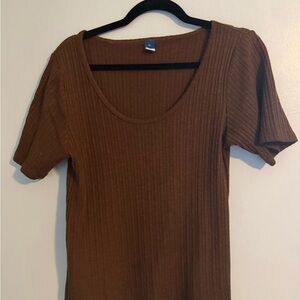 Old Navy Brown Ribbed Short Sleeve Top
